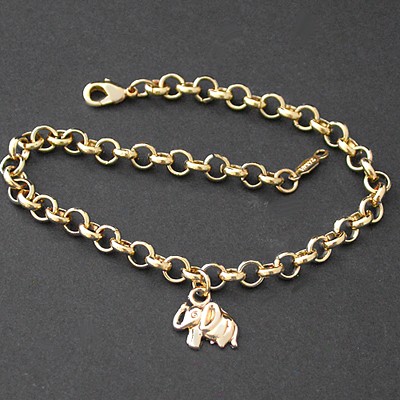NEW HEART CRYSTAL CHARM 10/" Fancy OPEN link 14K GOLD EP Anklet Ankle Foot Chain